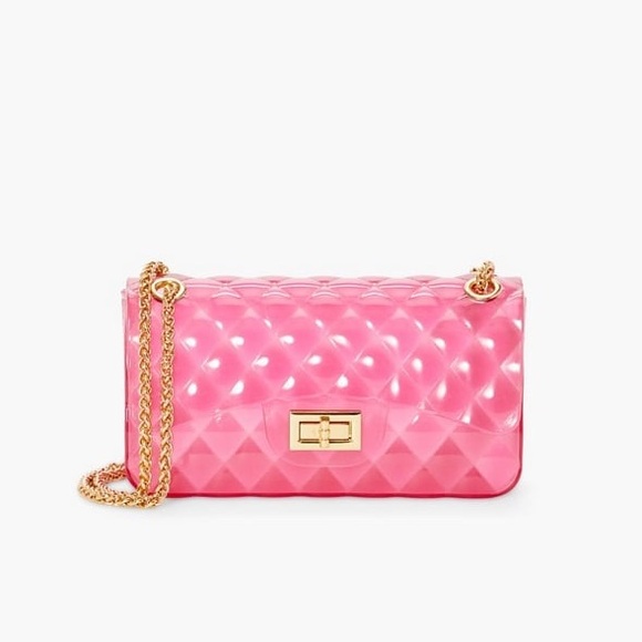 Pink Jelly Quilted Double Strap Crossbody Bag - Picture 4 of 6